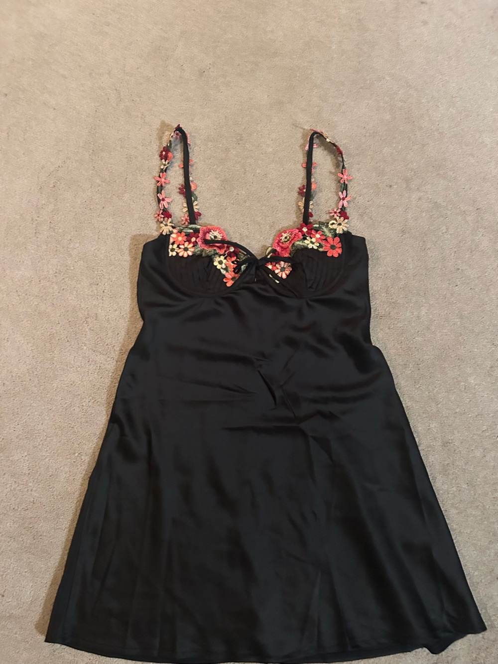 Women’s Black dress with Floral Straps